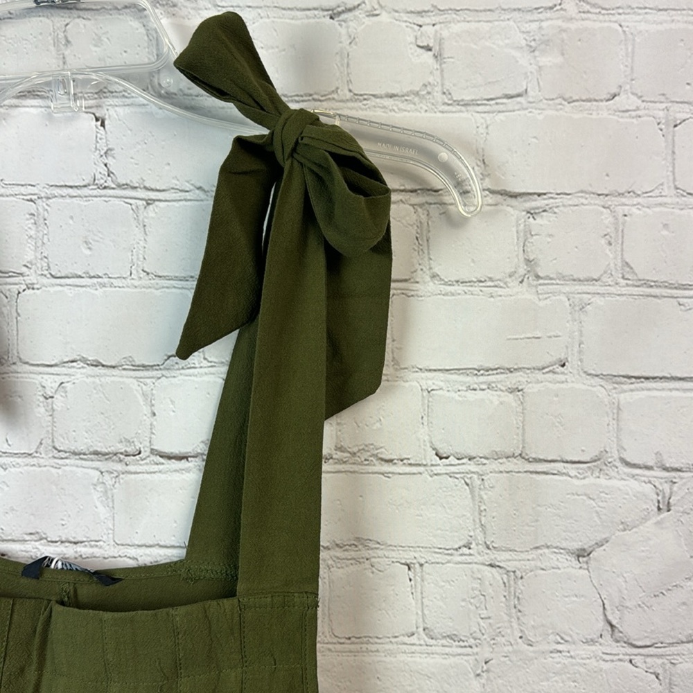 BloomChic Olive Green Pleated Detail Knotted Shoulder Pocket Overall Jumpsuit 12 - Picture 4 of 8